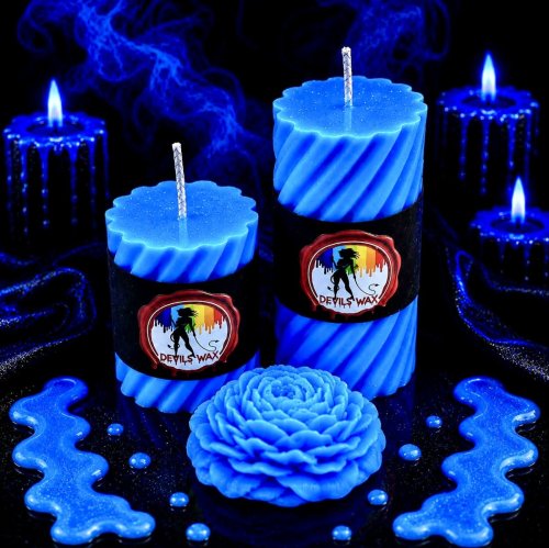 UV Blue Large Pillar Candle
